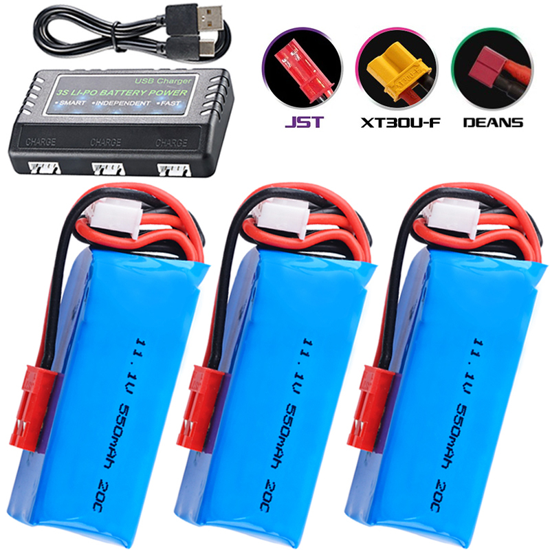 Drone Kit Octocopter - แบตเตอรี่ Lipo 11.1V 550mAh สำหรับเฮลิคอปเตอร์ควบคุมรีโมต Quadcopter